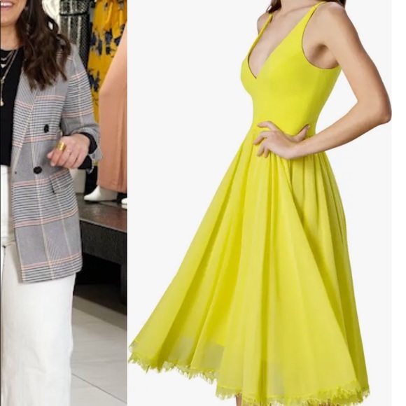 Stunning Alicia Mixed Media Midi Dress in Lemongrass. - Picture 2 of 8